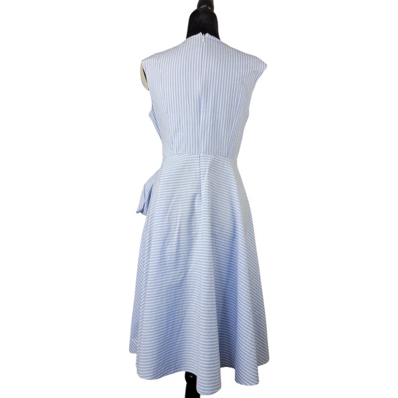 Calvin Klein Woman’s Light blue striped Fit Flare sleeveless cotton dress 8 - Picture 3 of 14